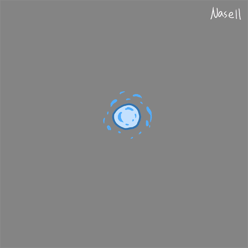  An animated gif of Castiel, illustrated in cartoonish style, appearing out of nowhere, landing on the ground, and disappearing. 