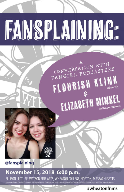  A poster advertising the Fansplaining event at Wheaton College. 