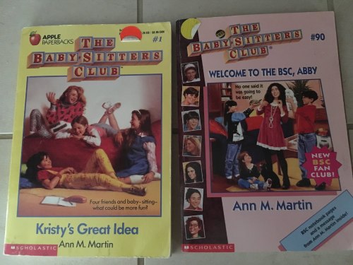  A photograph of The Baby-Sitters Club #1,  Kristy’s Great Idea,  and The Baby-Sitters Club #9,  Welcome to the BSC, Abby . 