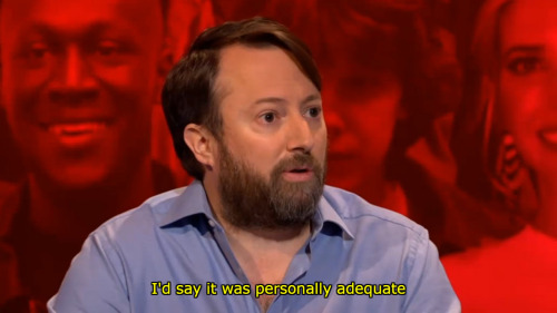  Images from a game show. The show host asks, “How was your 2017, David?” The contestant replies, “I’d say it was personally adequate and internationally disastrous.” 