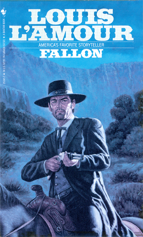 The cover of Louis L'Amour's FALLON featuring a cowboy on horseback holding a smoking gun.