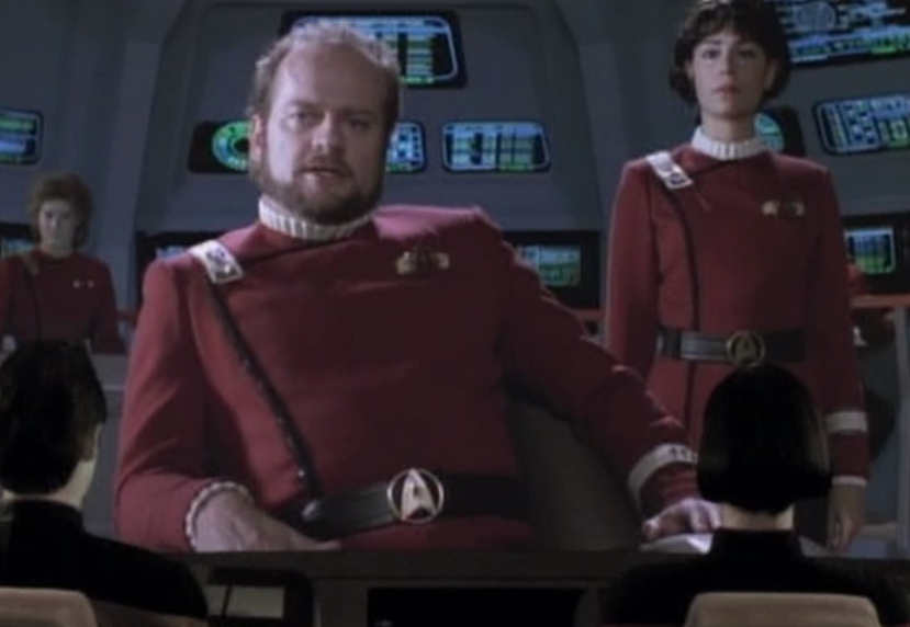 Kelsey Grammer, wearing a Star Trek: TNG captain's uniform.