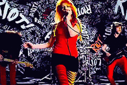 Animated gif of several shots of Hayley Williams and Paramore