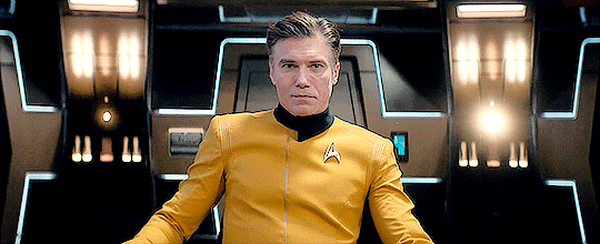 Animated gif of Captain Pike with the caption, "Hit it."