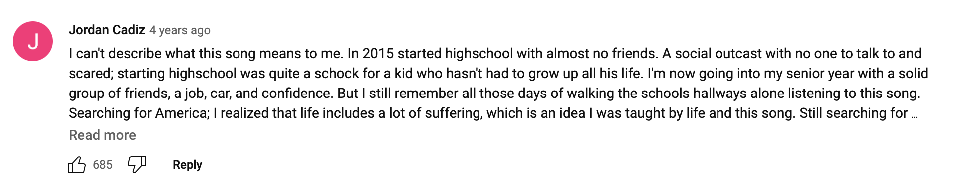 Screenshot of a YouTube comment from Jordan Cadiz Apologies, the text too long for Ghost alt-text; please click through to read.