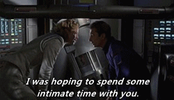 Gif from Enterprise with the caption, "I was hoping to spend some intimate time with you. Maybe we could sleep together tonight."