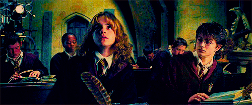  A gif of Hermione raising her hand. 