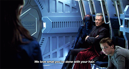  Magneto snarks, “We love what you’ve done with your hair.” 