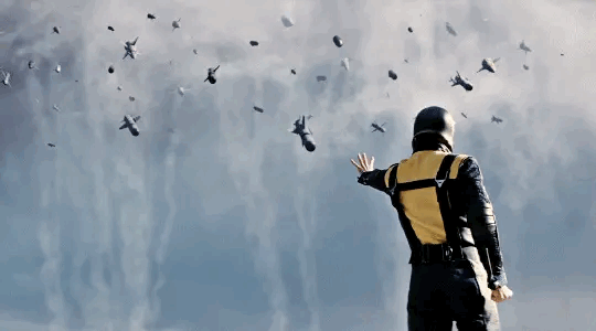 Animated gif of Magneto stopping missiles from raining down on the X-Men.