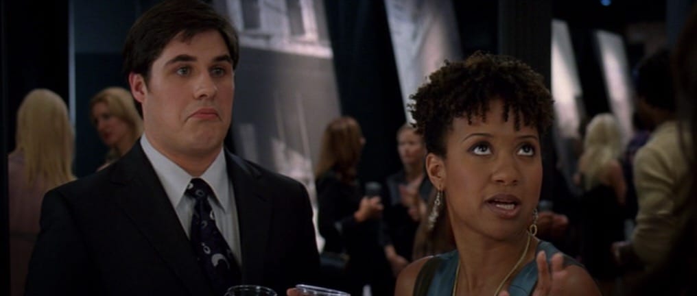 Still from DVP 1 featuring the "two friends" played by Richard Sommer and Tracie Thoms