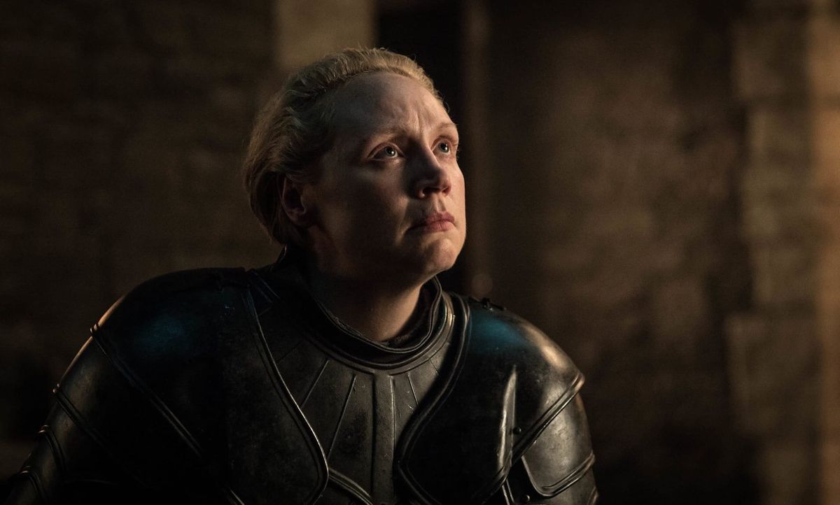 Brienne of Tarth looking upwards