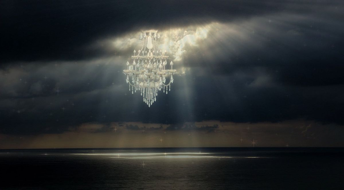 Image featuring a chandelier illuminating the ocean