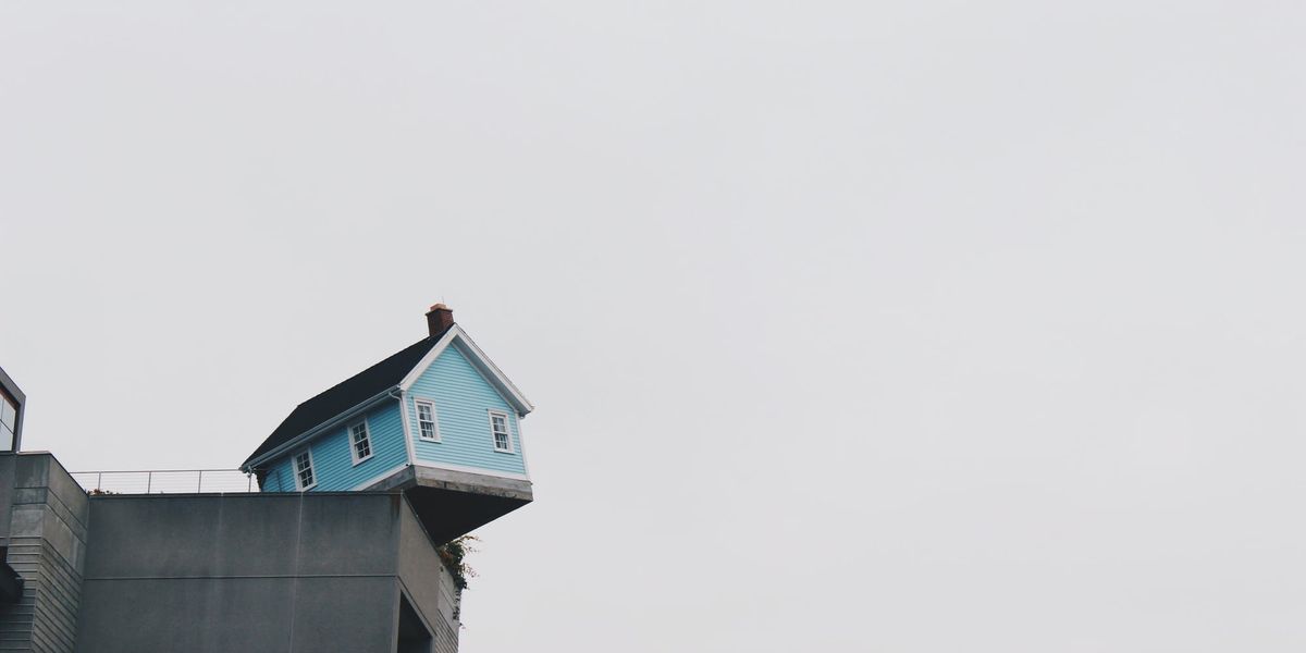 A house on the edge of a precipice. 