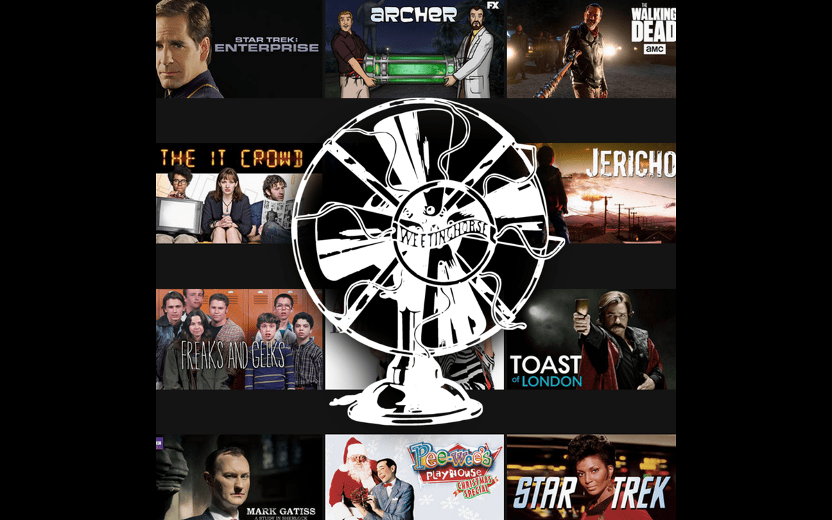 The Fansplaining logo superimposed on a Netflix content grid. 