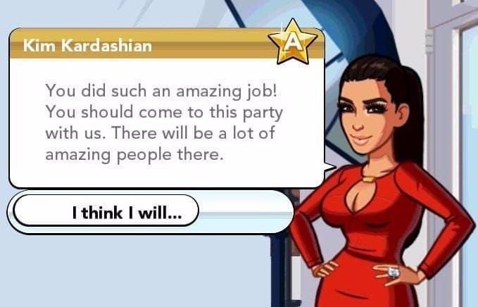 A screenshot from Kim Kardashian’s mobile game.