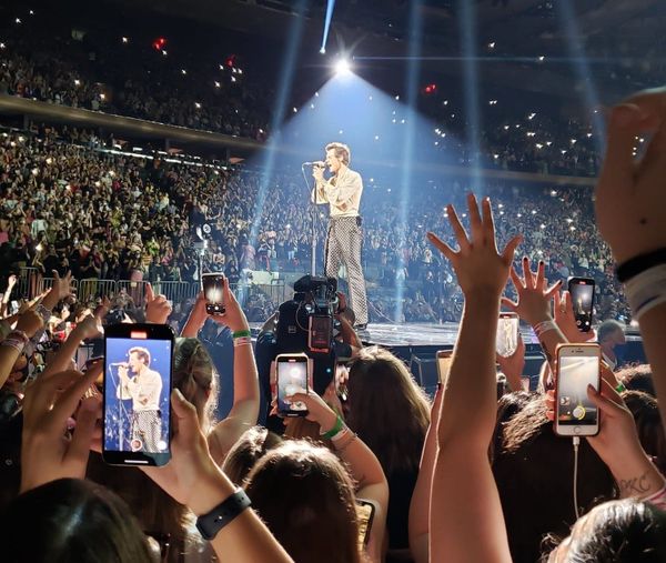 Photograph of Harry Styles onstage at a concert