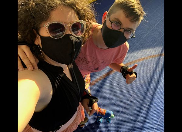  Flourish and Elizabeth, roller skating! 