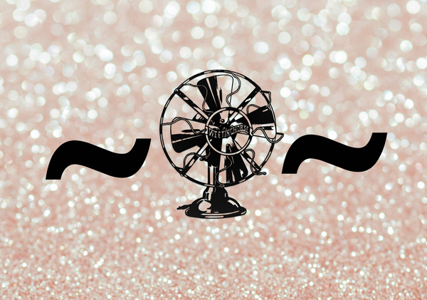 The Fansplaining logo between two tildes, set against a background of pink glitter.