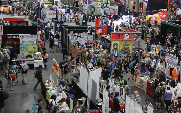 A bird’s-eye view of a con floor. 