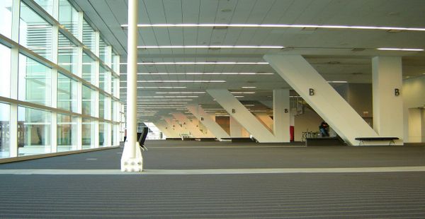  An empty convention hall. 
