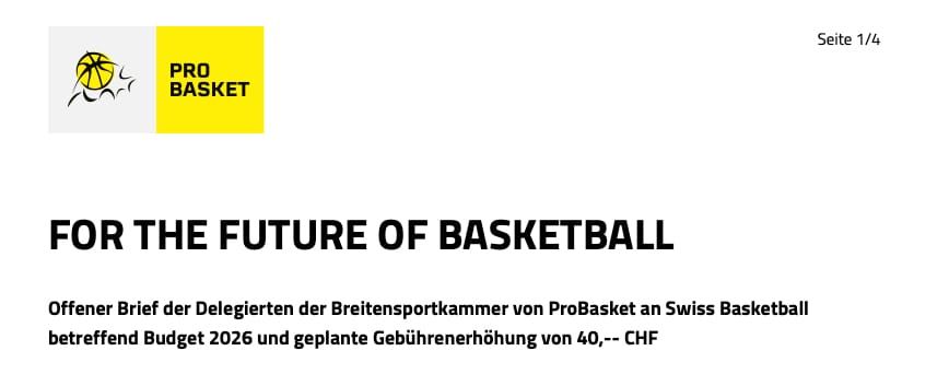 Offener Brief der Delegierten an Swiss Basketball