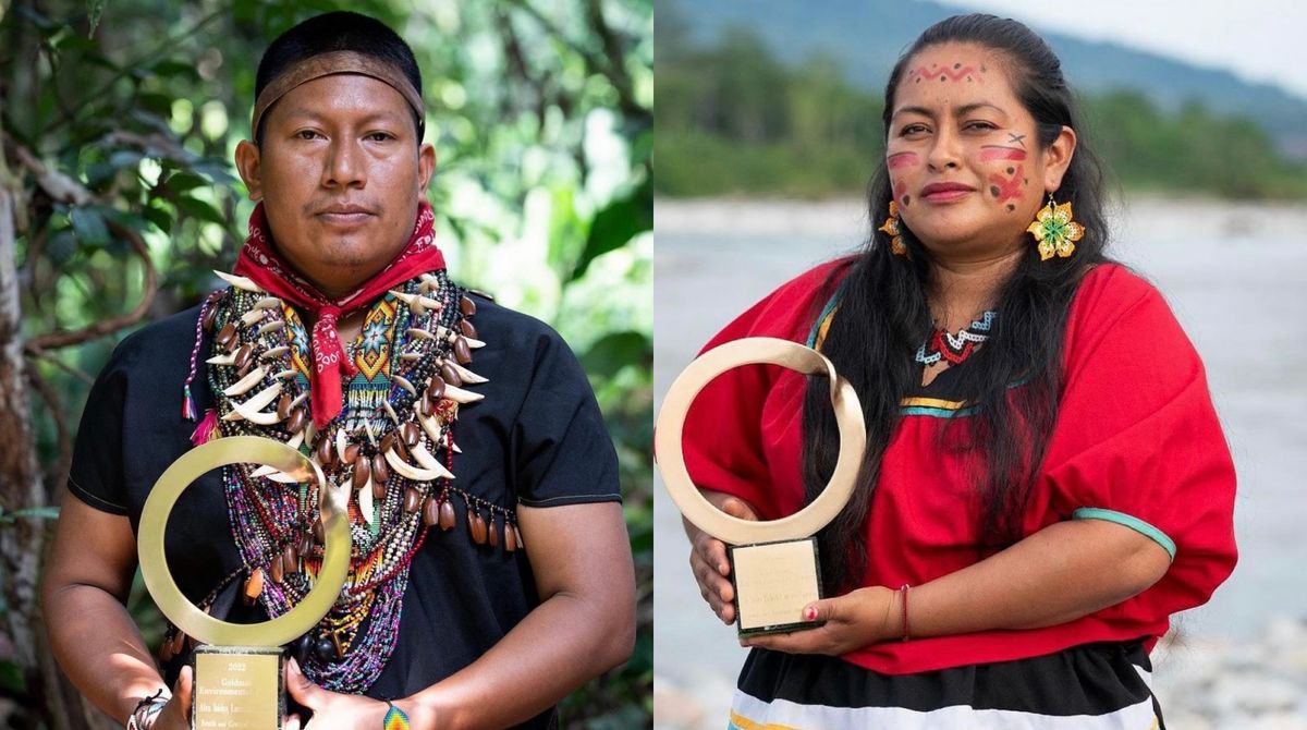 Goldman Prize para los ecuatorianos Alexandra Narváez y Alex Lucitante por su lucha en Sinangoe