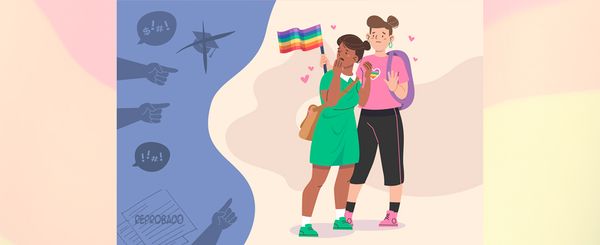 Ilustración sobre violencia a estudiantes LGBTIQ+ en las aulas.