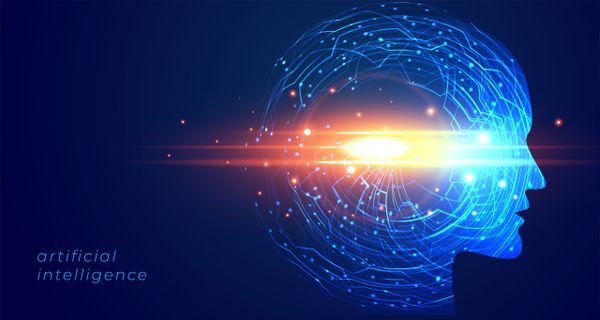 futuristic artificial intelligence face technology background