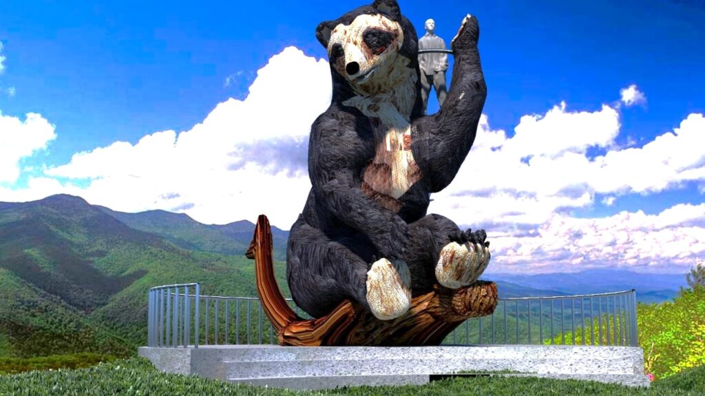 Maqueta computarizada de cómo se verá el monumento al oso cortesía GAD Baquerizo Moreno