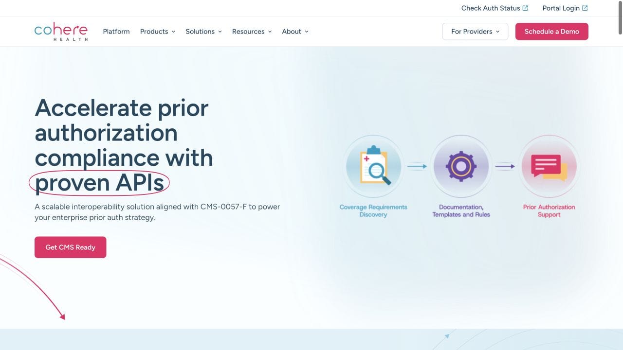 Cohere Health prior authorization API page
