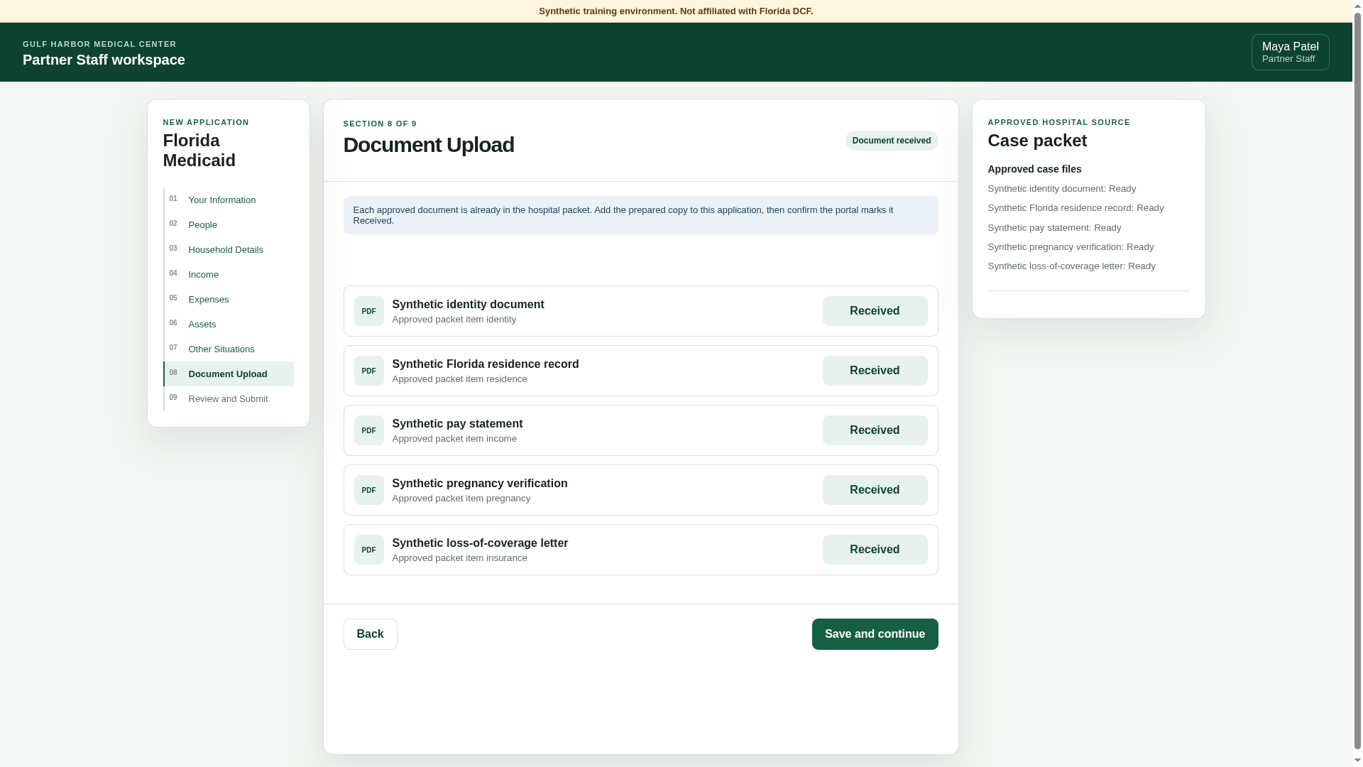 Skyvern confirmed that all five approved packet documents were received