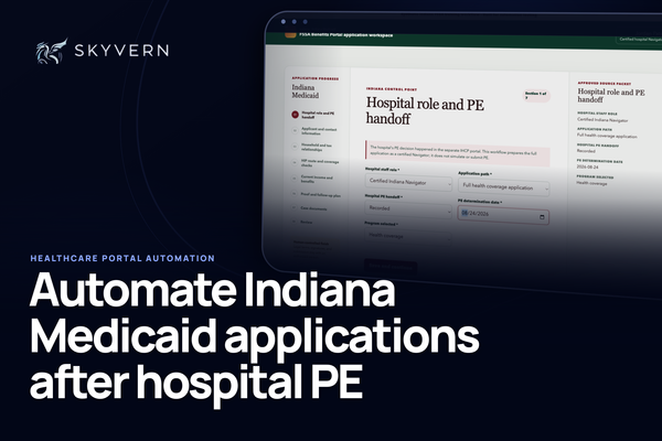 Indiana Medicaid application automation after hospital PE