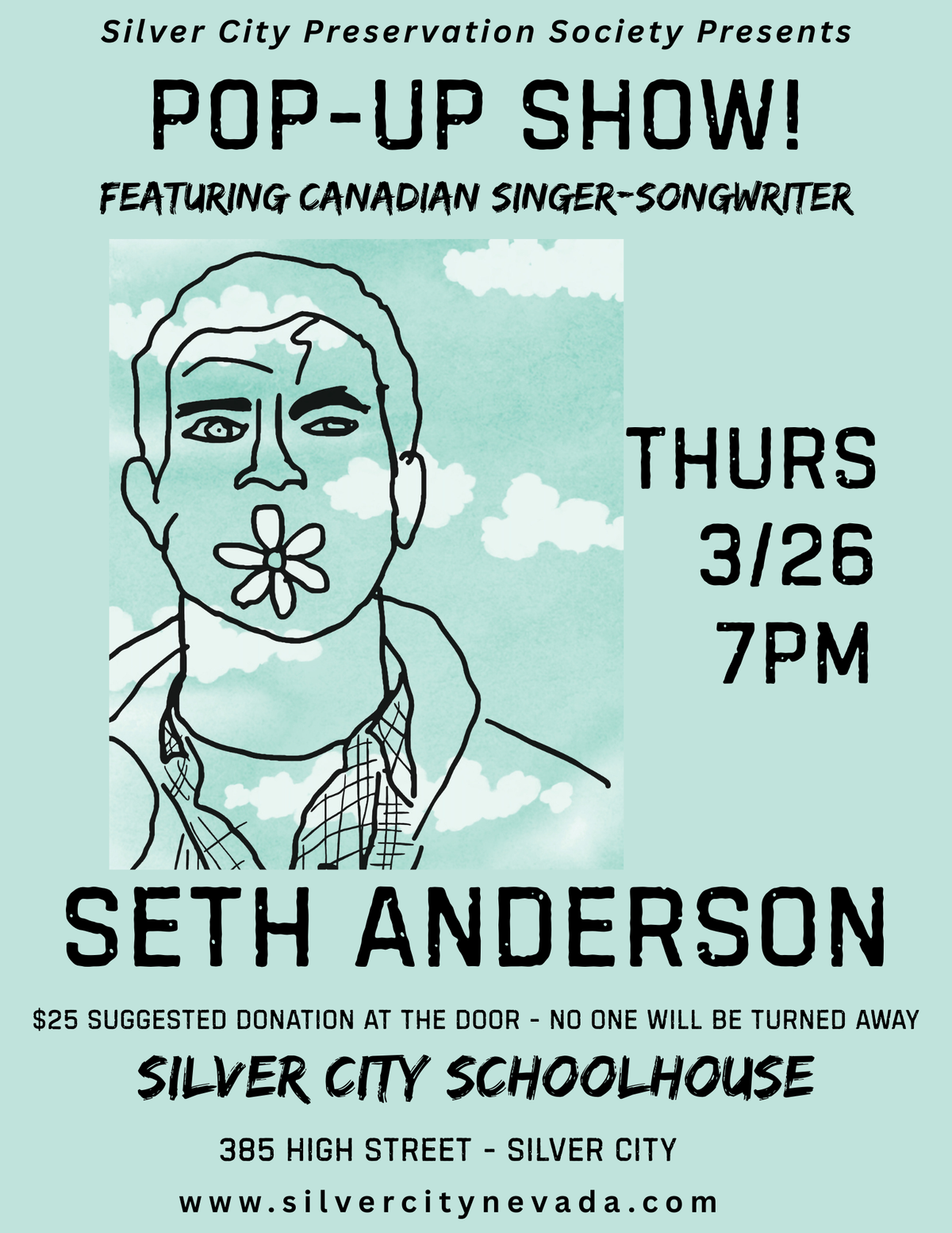 Just Announced: Pop-up Show March 26 at Silver City Schoolhouse