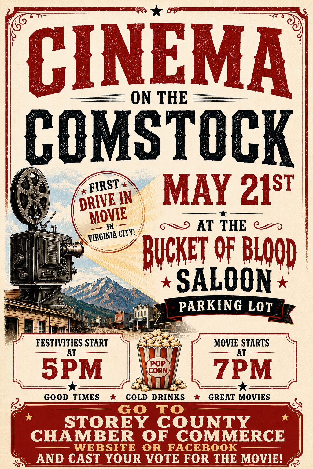 Cast Your Movie Vote for May 21 Cinema on the Comstock Drive-In Movie