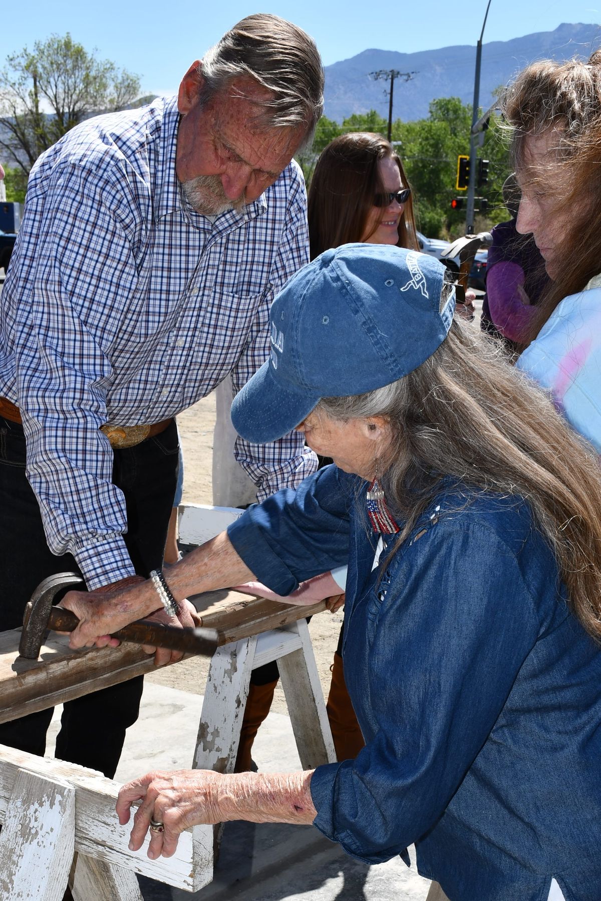 First Nail Driven in the Reconstruction of the 1880 Carson & Colorado RR Depot