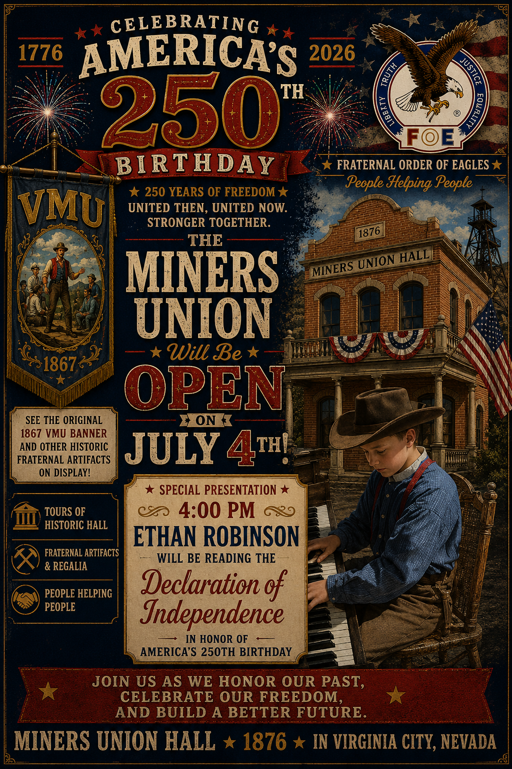 Miners Union Hall to Open for America's 250th Birthday