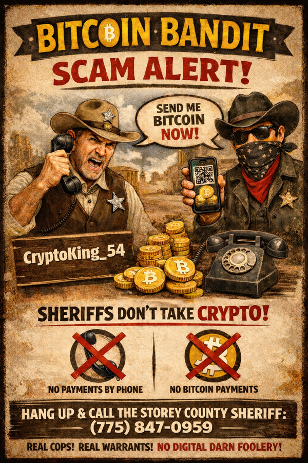 Storey County Deputies Do Not Accept Bitcoin