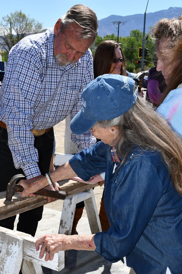 First Nail Driven in the Reconstruction of the 1880 Carson & Colorado RR Depot