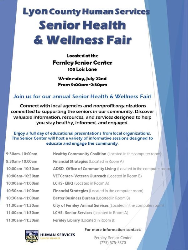 Senior Health & Wellness Fair July 22 Fernley