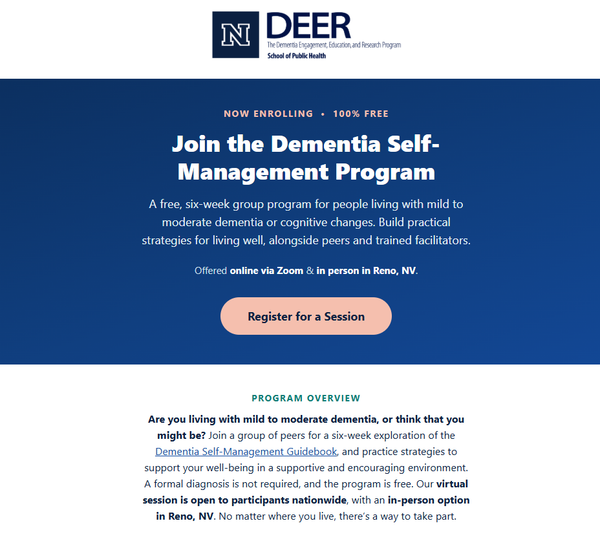 Free Dementia Self-Management Program Available