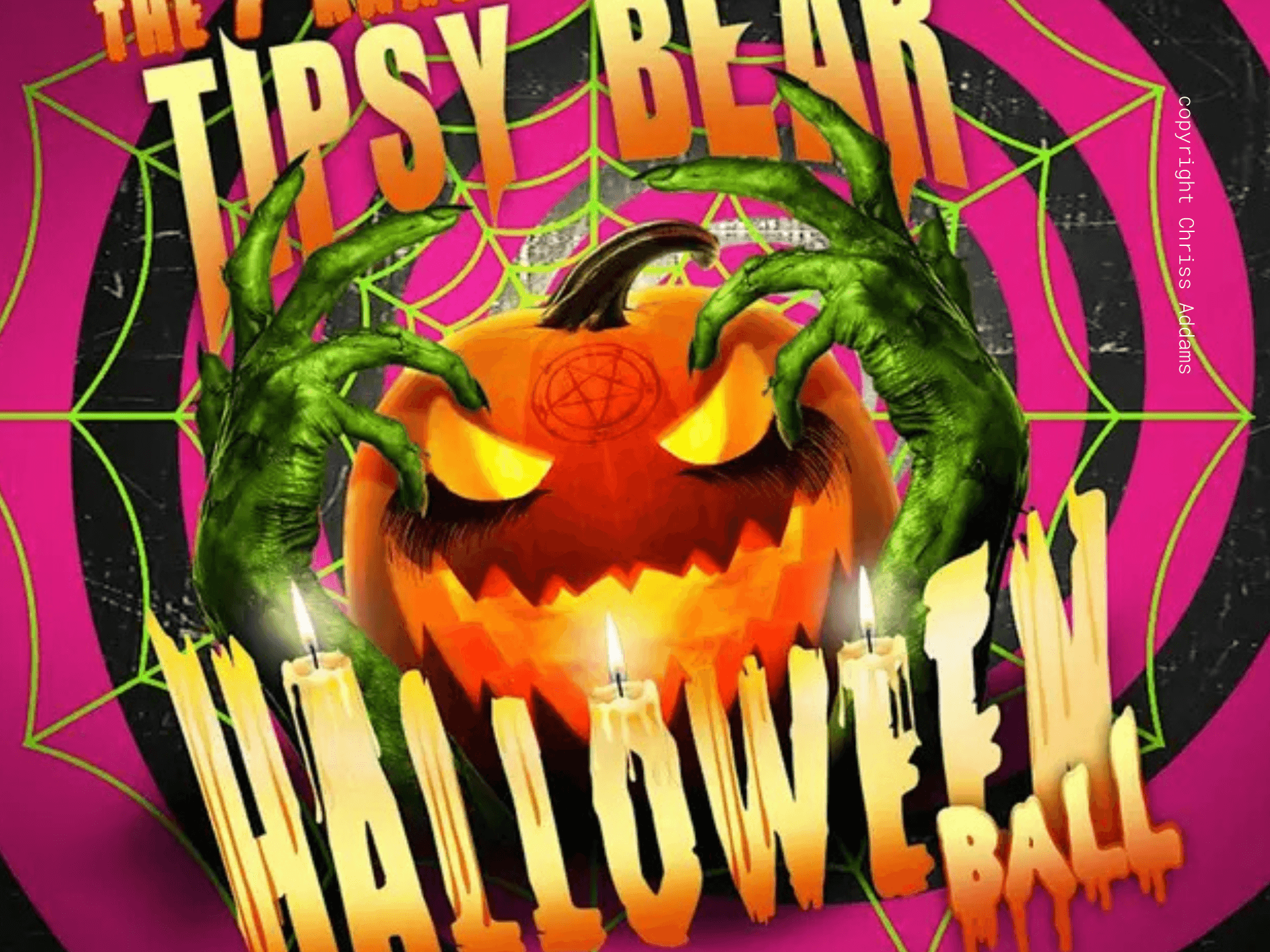 Tipsy Bear Halloween copyright Chriss Addams
