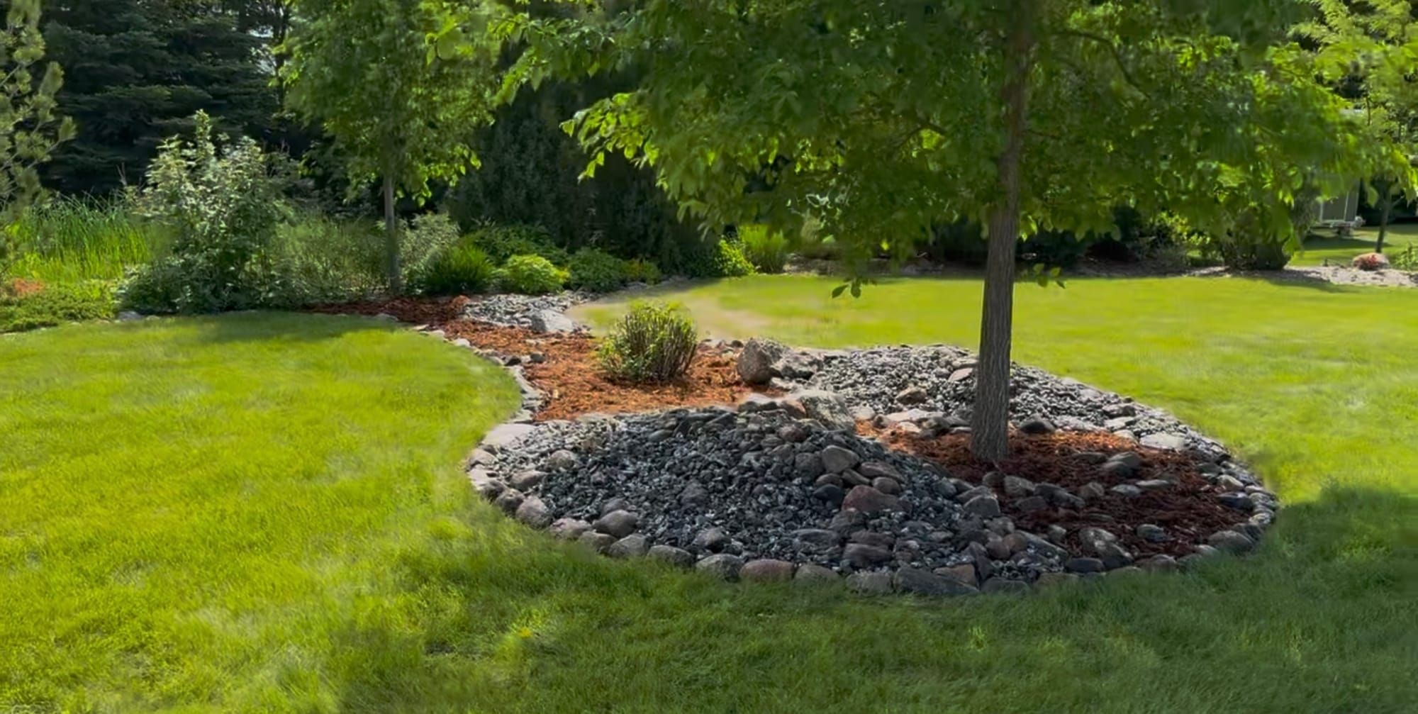 Landscape Bed With Rock And Mulch
