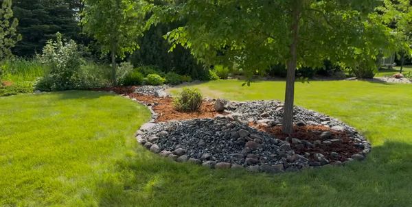 Landscape Bed With Rock And Mulch
