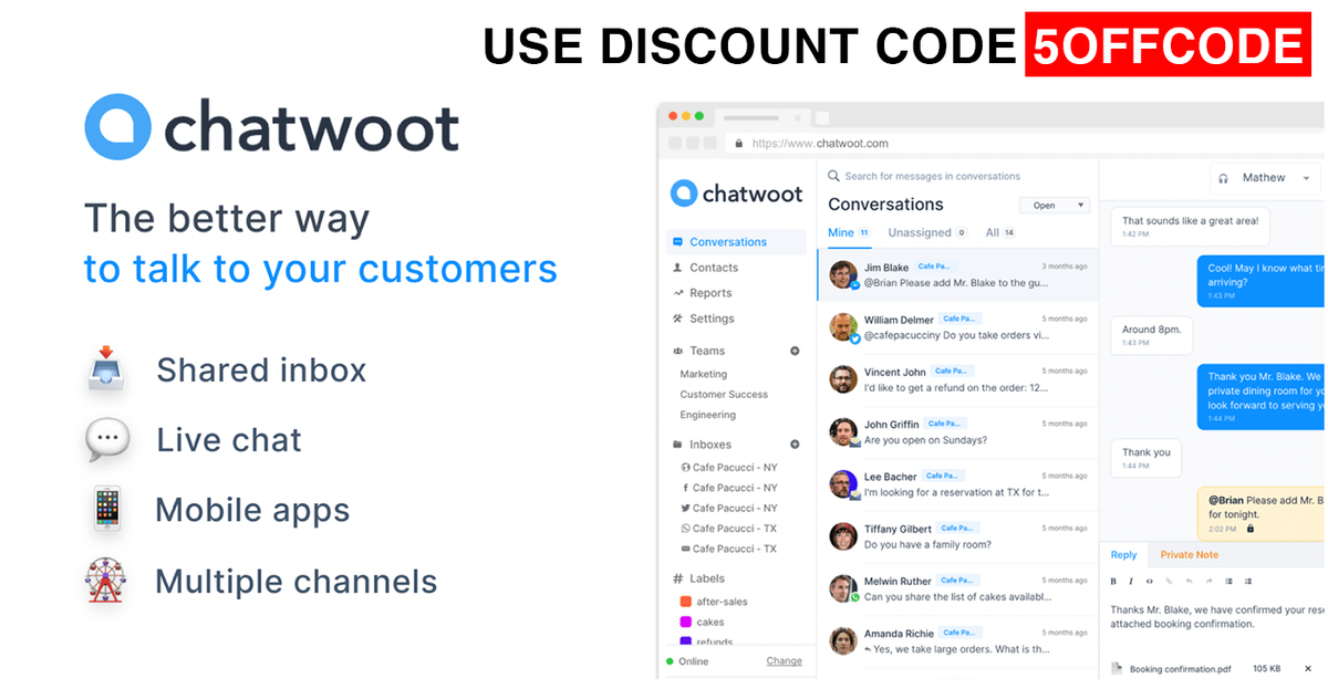 Chatwoot Review: The Open-Source Customer Communication Platform You Need to Know About - Chatwoot Discount code // 5OFFCODE