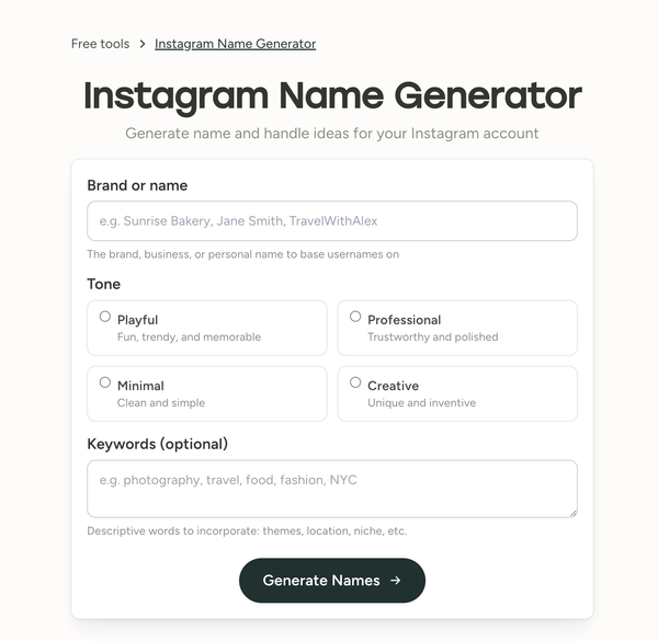 Instagram Name Generator: Find the Perfect Instagram Handle in Seconds