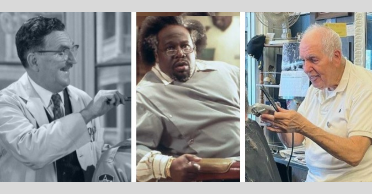  If there was a barber hall of fame, these three belong there: (L-R) Floyd from the Andy Griffith Show, Eddie from the Barbershop movies, and Cel Pelayo.   