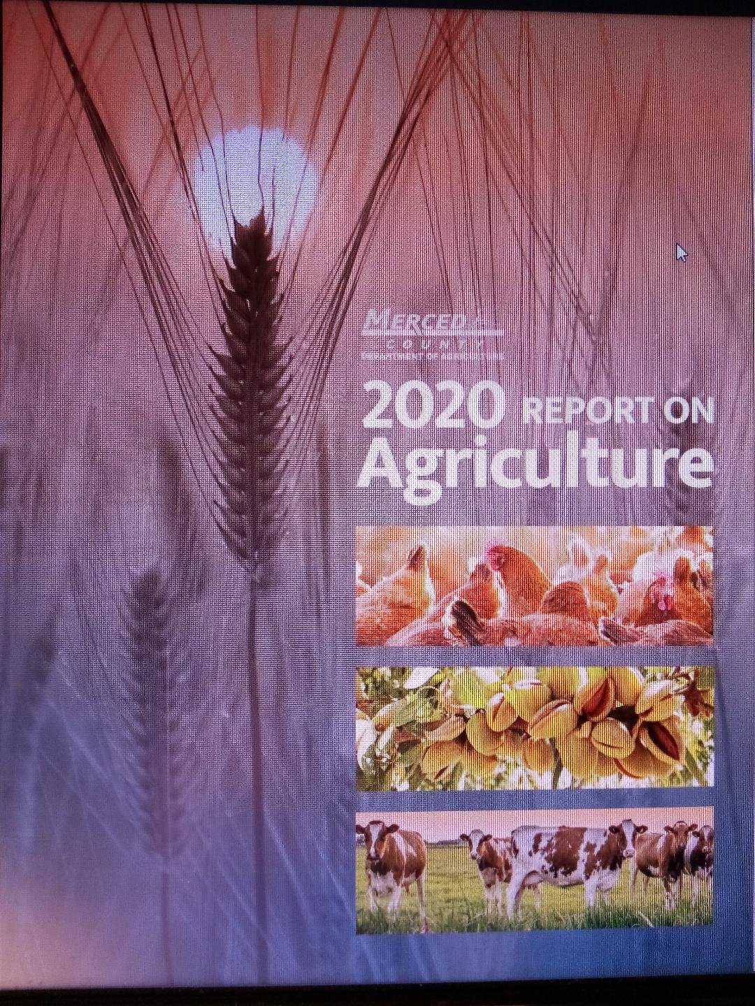  The 2020 Merced County Report of Agriculture is available on the County’s website  (https://www.co.merced.ca.us/DocumentCenter/View/28218/2020-MERCED-COUNTY-ANNUAL-CROP-REPORT?bidId=)   