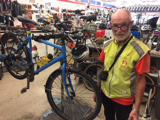  Francois Hennebert is a long way from his native France, but he’s enjoying California and the western states as he travels from Mexico to Canada on his bicycle.  Photo: Steve Newvine 