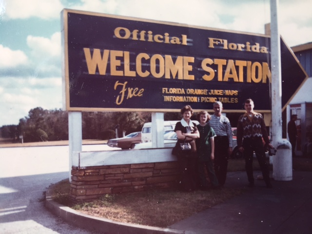  I took this picture of my family in front of the Florida Welcome Station in the early 1970s.  Photo:  Newvine Personal Collection 