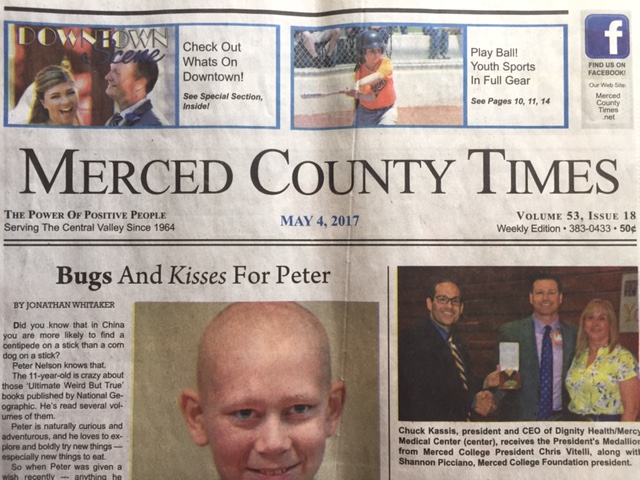  (front page of the newspaper-  Merced County Times. 